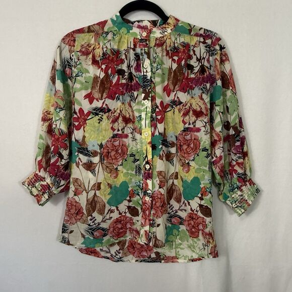 Alice + Olivia Tops - Alice + Olivia Silk Colorful Floral Button Up Career Office Blouse Top Size XS